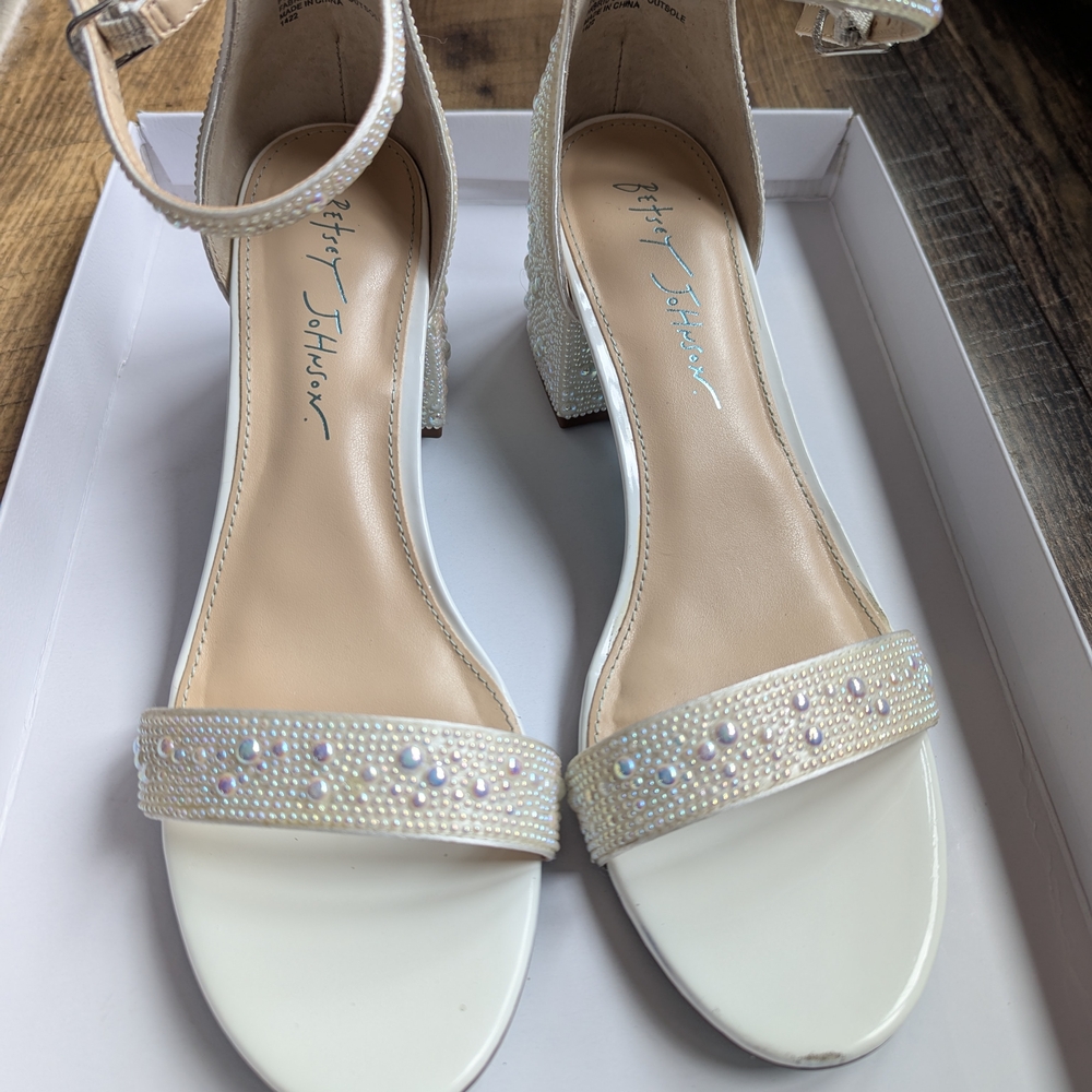 Betsey Johnson White Embellished Women's Sandals